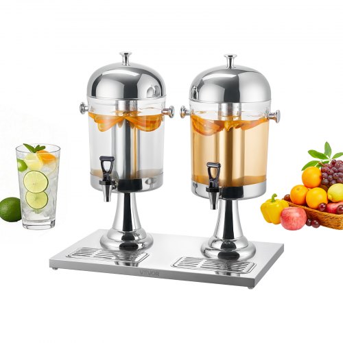 Drinks Dispenser 8L x 2 Drinks Dispenser for Party with Pouring Tray