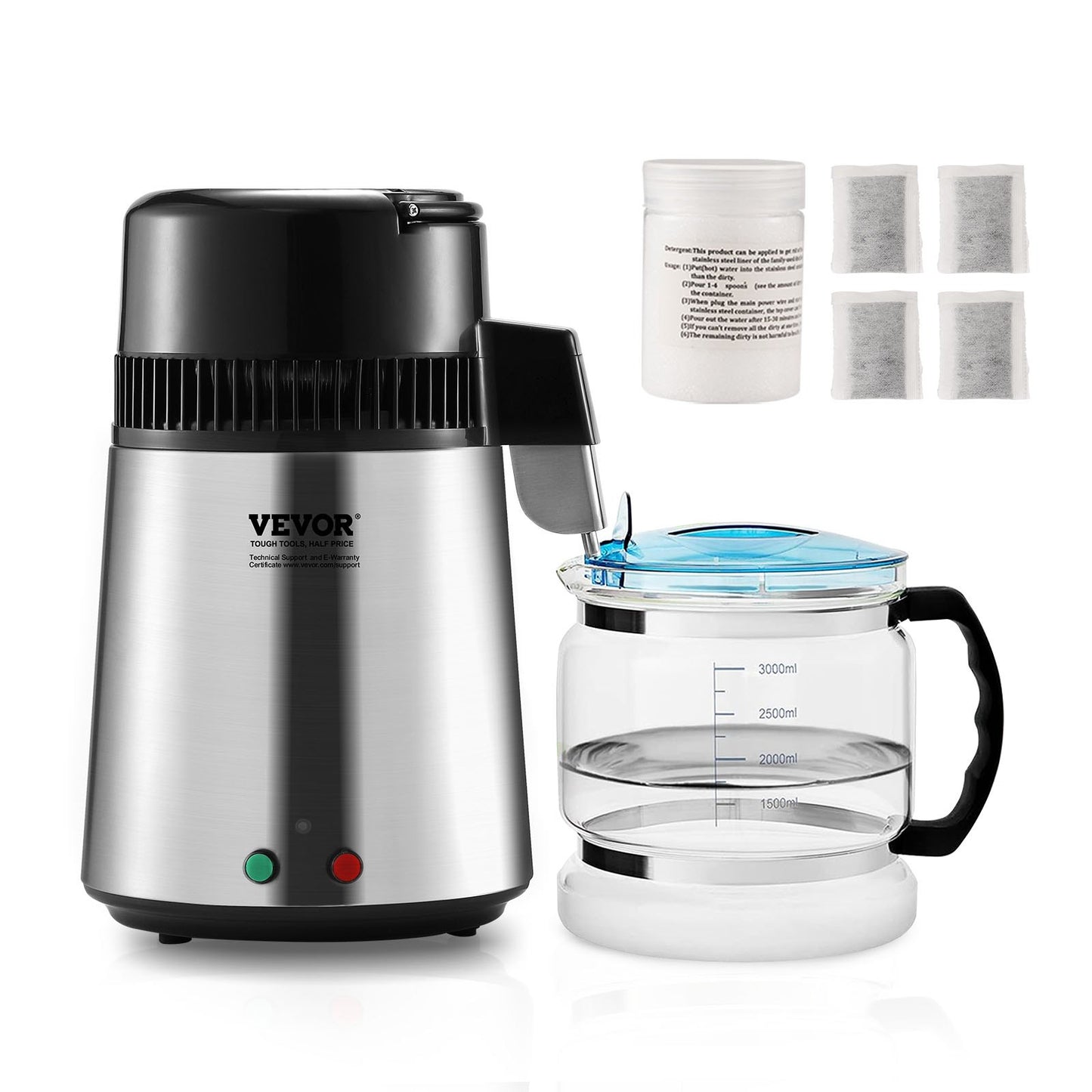 4L Water Distiller Purifier Machine Countertop Stainless Steel Interior
