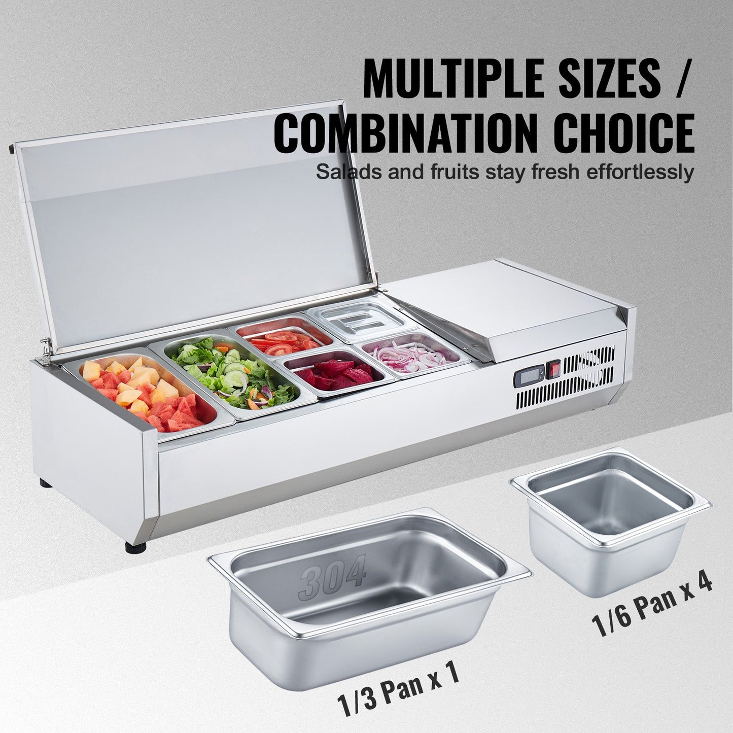 Bänkskiva kylsallad Pizza Prep Station 140 W Rostfri Guard CE