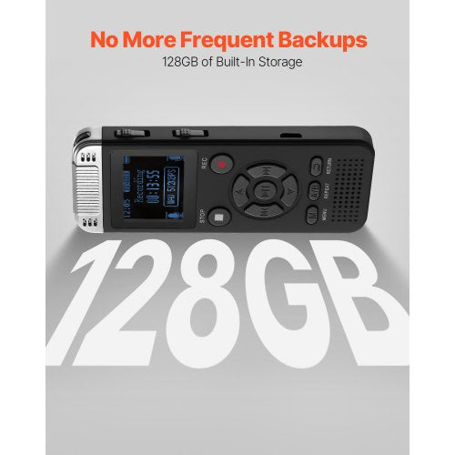 Digital Voice Recorder 128GB Röstaktiverad ljudinspelare med USB MP3 | EU