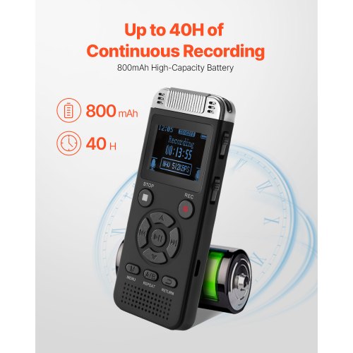 Digital Voice Recorder 128GB Röstaktiverad ljudinspelare med USB MP3 | EU