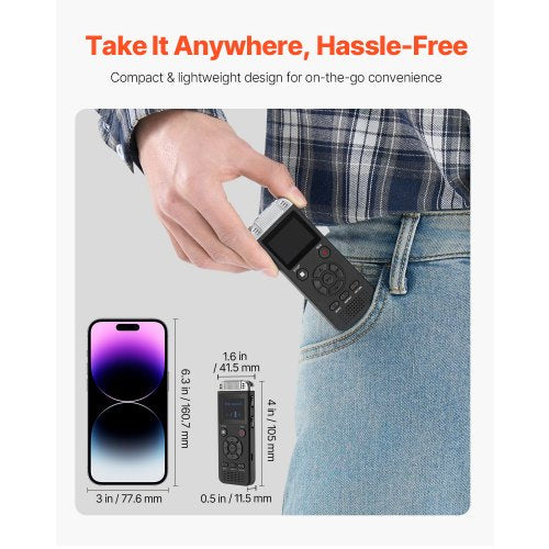 Digital Voice Recorder 128GB Röstaktiverad ljudinspelare med USB MP3 | EU