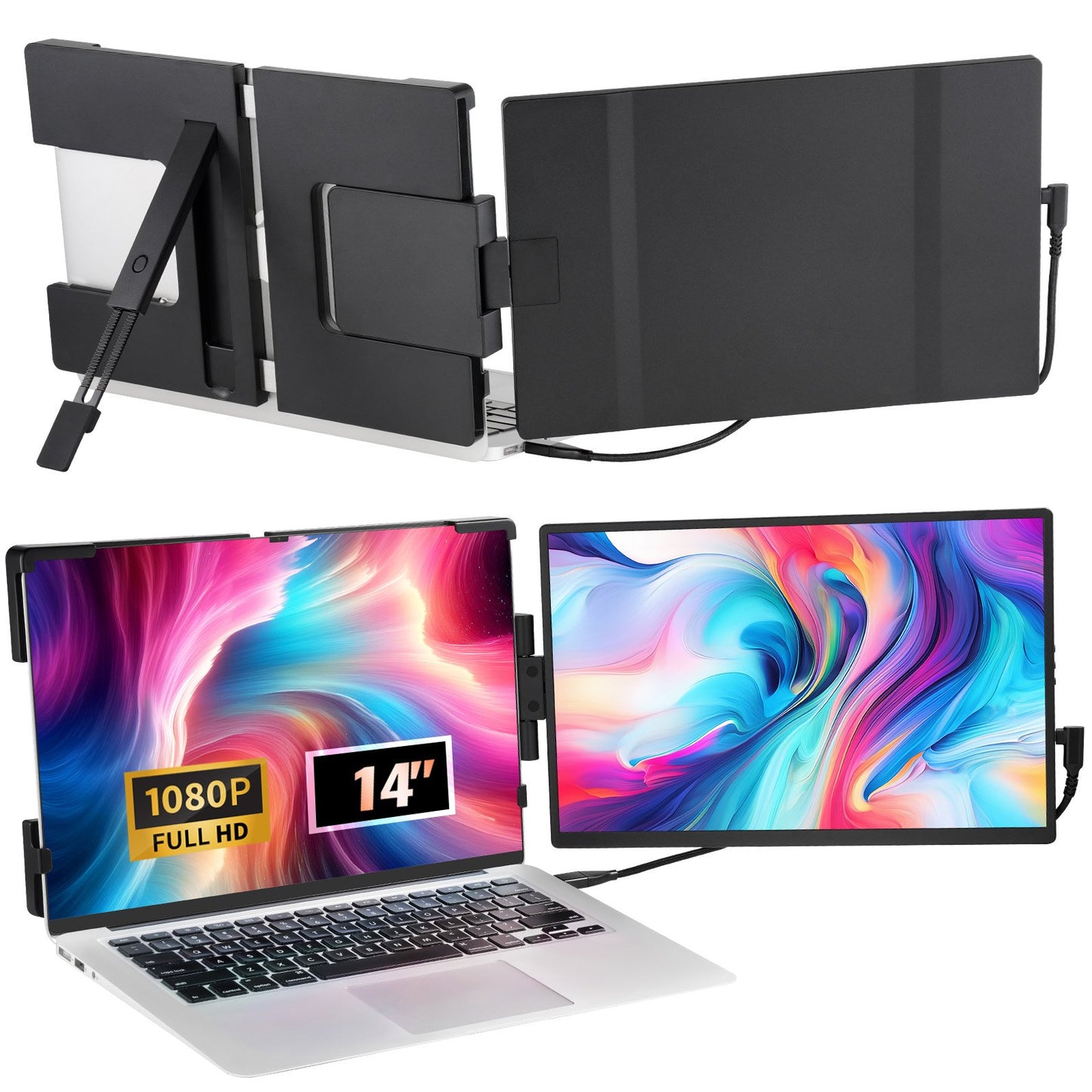 Laptop Screen Extender 14-tums HD 1080P bärbar bildskärm för 13"-17" bärbar dator