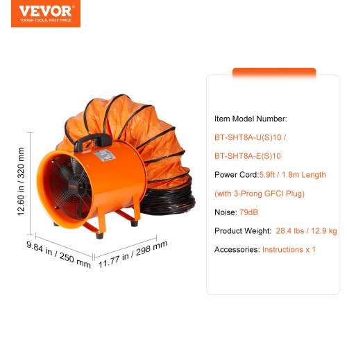 203,2 mm bärbar fläktfläkt 10 m kanalslang Ventilator Industriell | EU