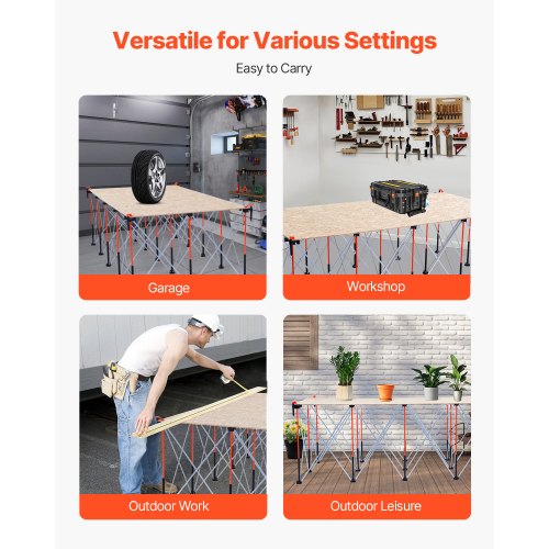 Bärbart hopfällbart arbetsställ 2455 x 1260 mm Hopfällbart arbetsställ 2724 kg