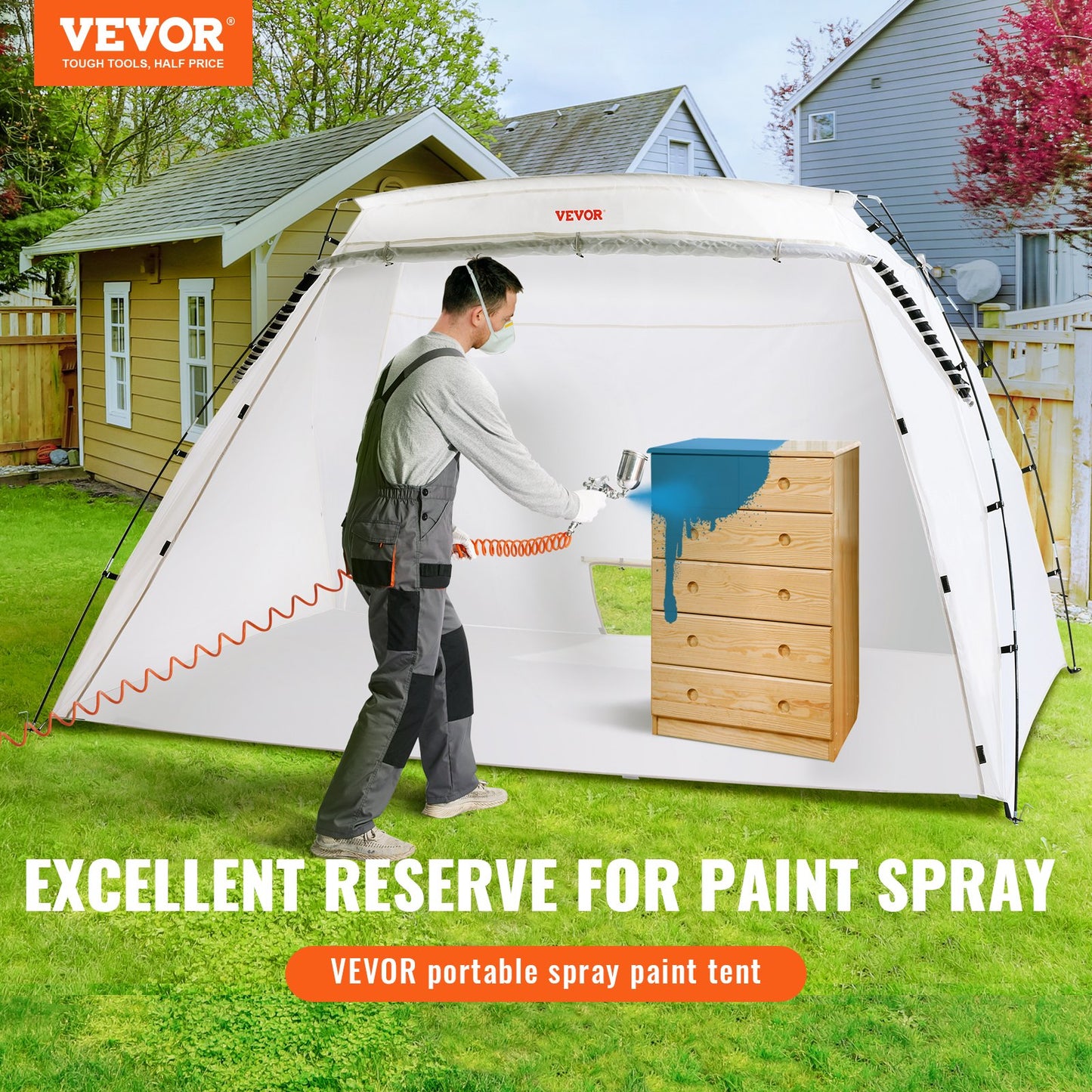 Spray Paint Shelter, 10x7x6ft Portable Spray Paint-tält med inbyggt golv och nätskärm, hopfällbar Pop Up Paint Booth för möbler Stor DIY Hobby Tool Painting Station