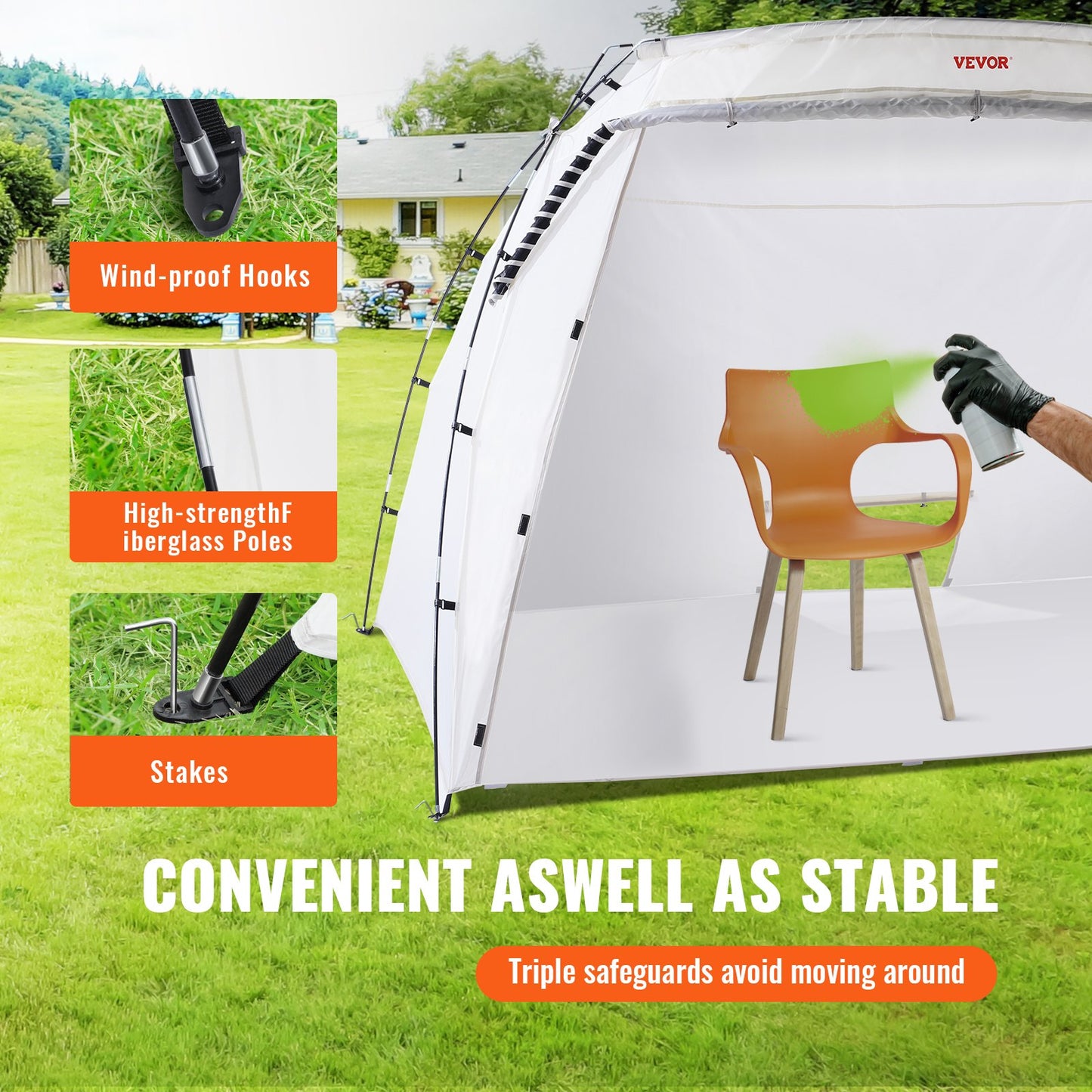Spray Paint Shelter, 10x7x6ft Portable Spray Paint-tält med inbyggt golv och nätskärm, hopfällbar Pop Up Paint Booth för möbler Stor DIY Hobby Tool Painting Station