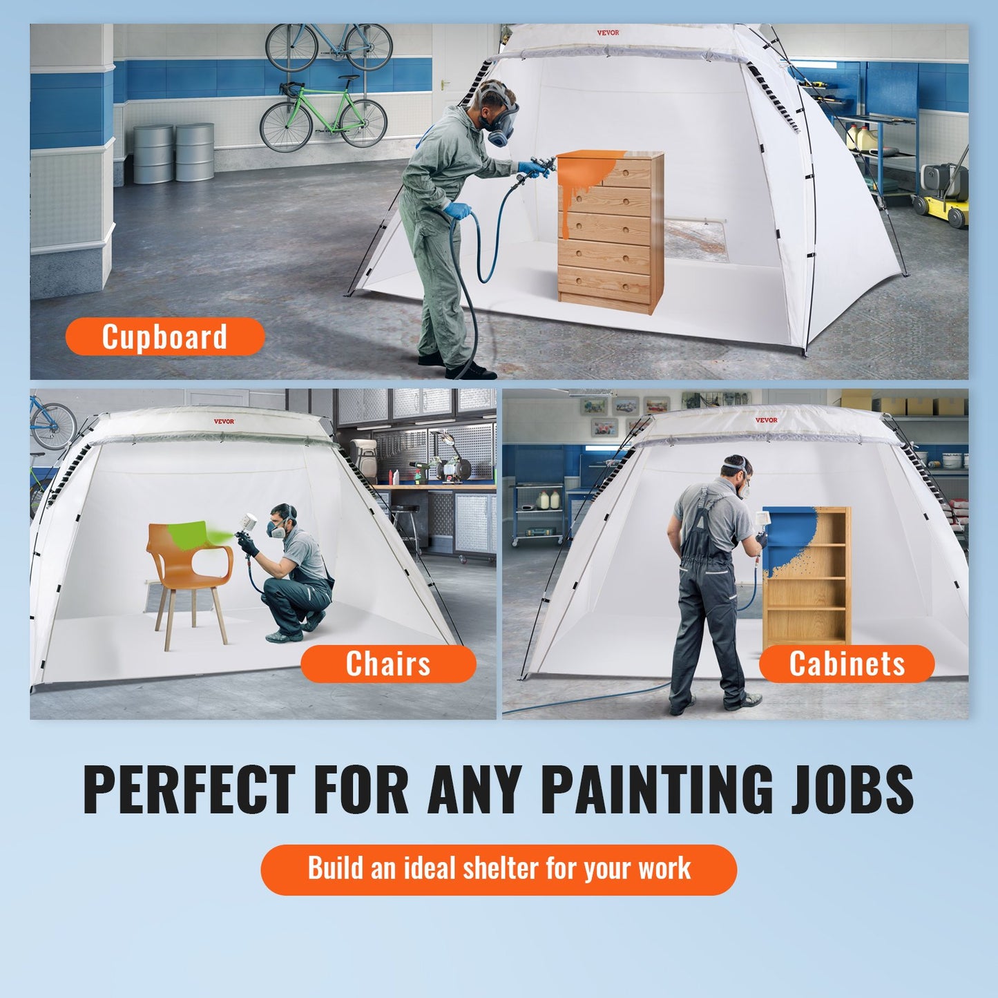 Spray Paint Shelter, 10x7x6ft Portable Spray Paint-tält med inbyggt golv och nätskärm, hopfällbar Pop Up Paint Booth för möbler Stor DIY Hobby Tool Painting Station