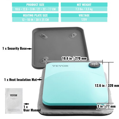 Heat Press 12 x 10 i Portable Easy Press Sublimation Transfer DIY T-shirt | EU
