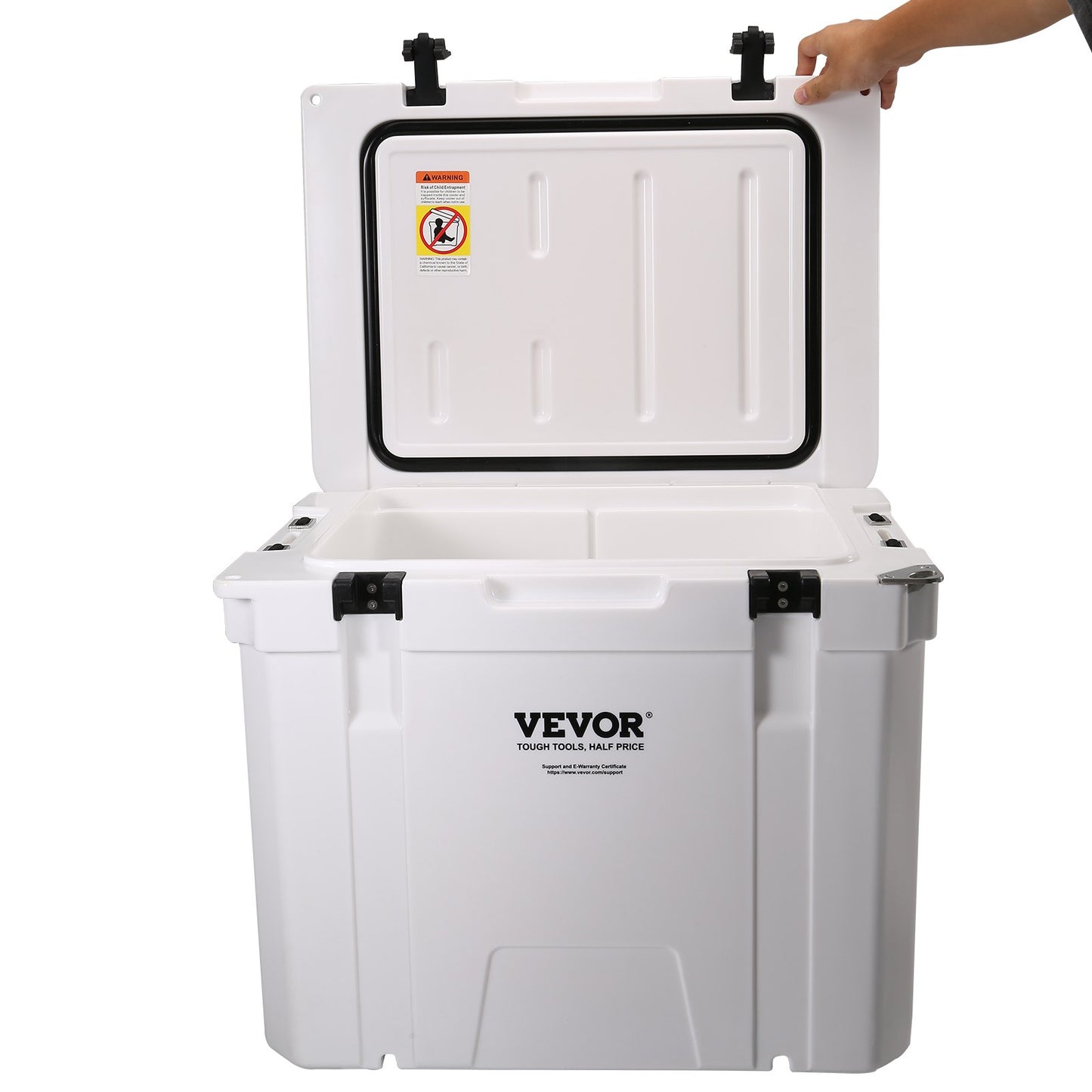 Insulated Portable Cooler, 45 qt, Holds 45 Cans, Ice Retaining Hard Cooler with Heavy Duty Handle, Ice Chest Lunch Box for Camping, Beach, Picnic, Travel, Outdoors, Keeps Ice for Up to 6 Days