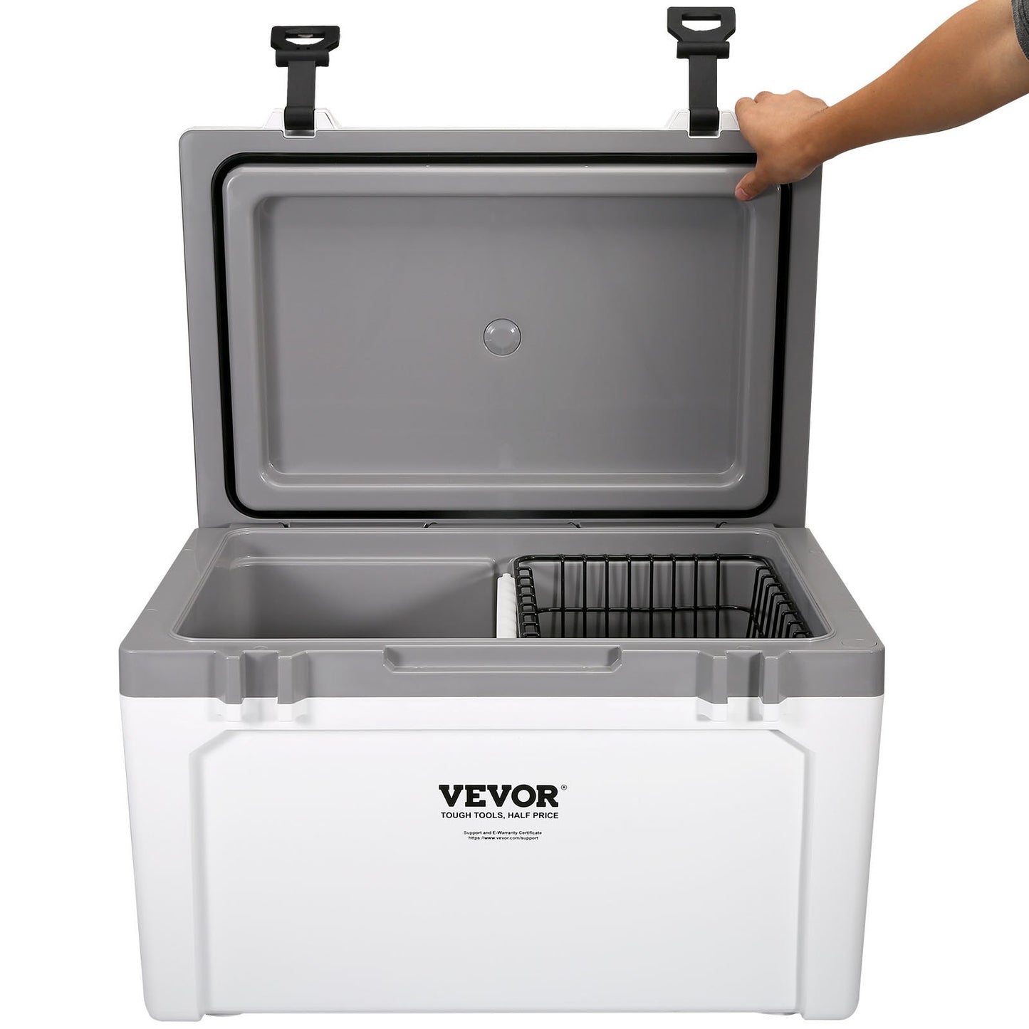 Insulated Portable Cooler, 52 qt, Holds 50 Cans, Ice Retaining Hard Cooler with Heavy Duty Handle, Ice Chest Lunch Box for Camping, Beach, Picnic, Travel, Outdoors, Keeps Ice for Up to 6 Days