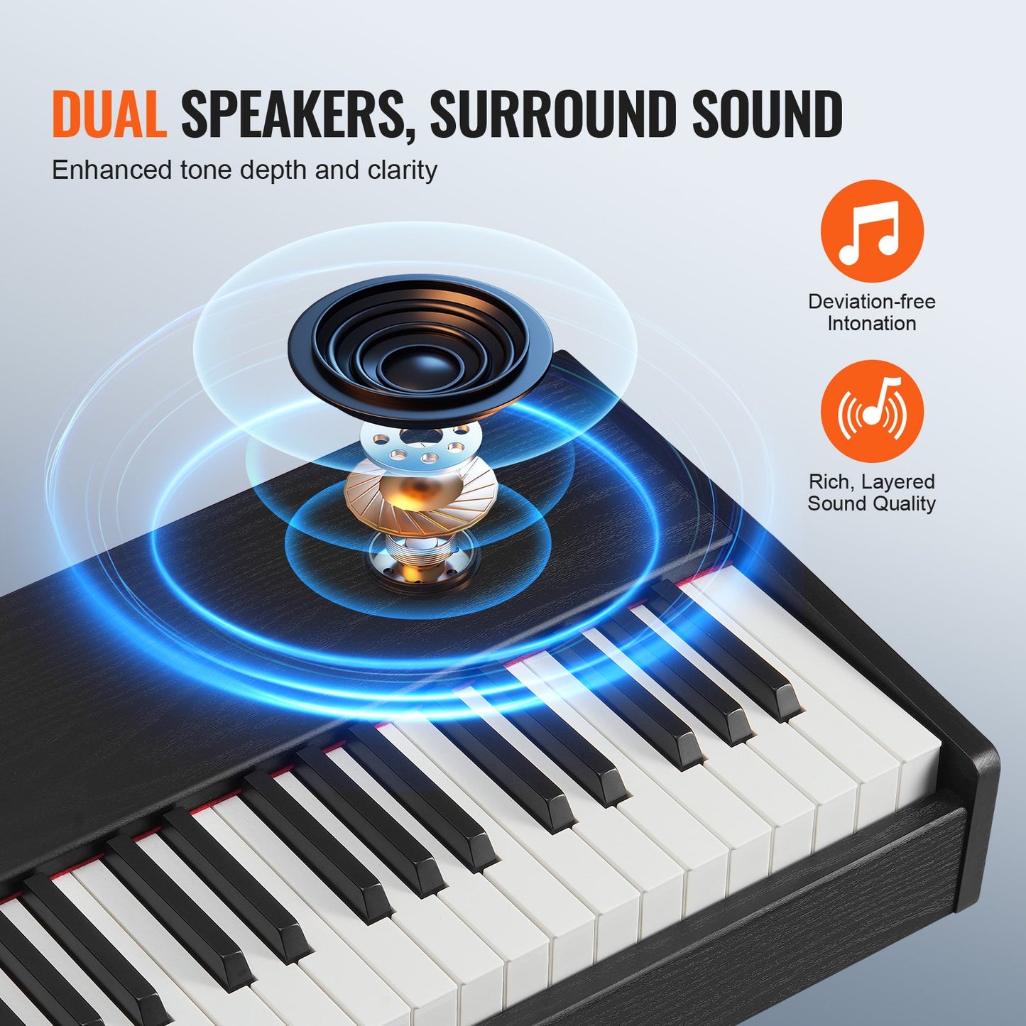 88 tangenter, fullviktad digitalpiano Dubbla klaviaturhögtalare Sustain Pedal