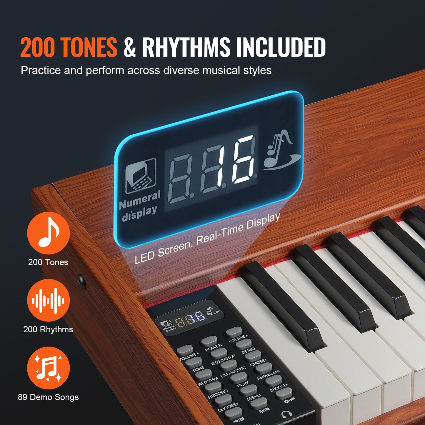 88 tangenter, fullviktad digitalpiano Dubbelklaviatur, fyrbensstativ