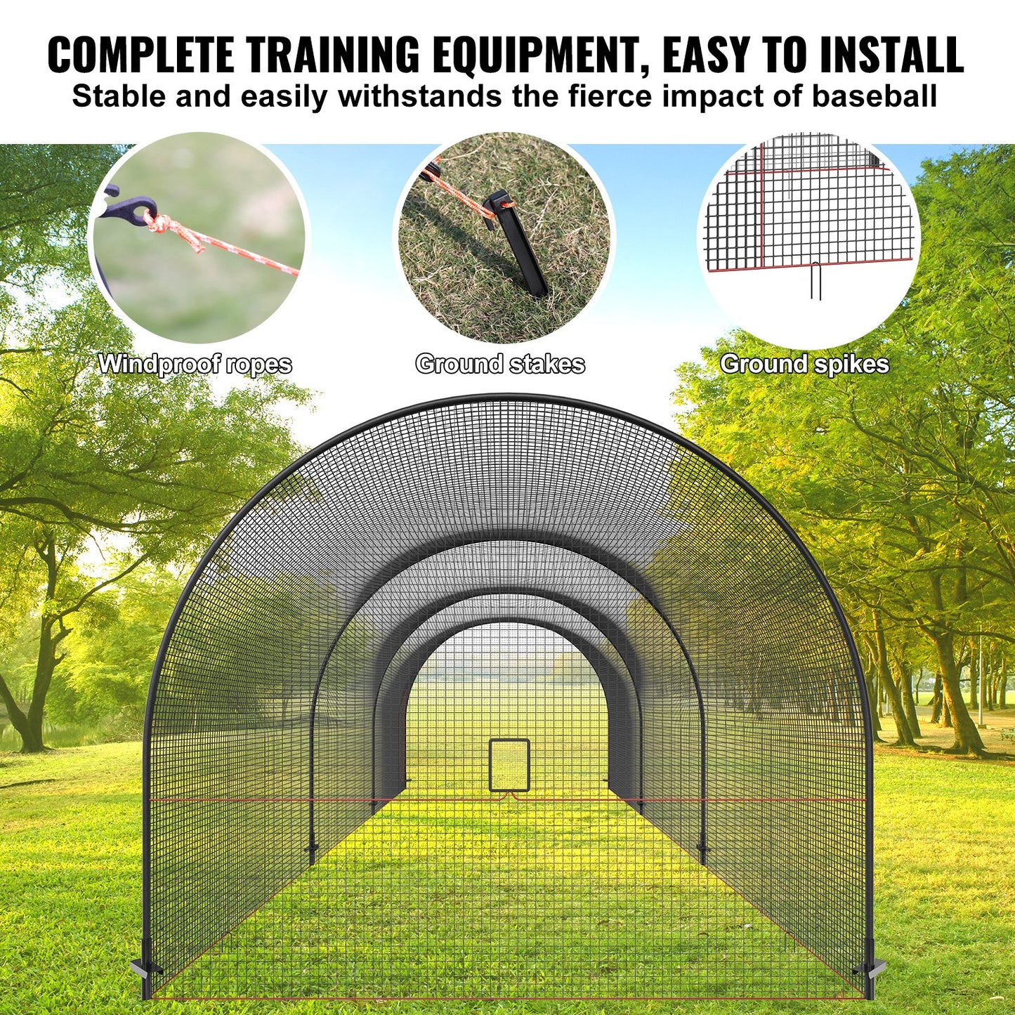 Baseball Batting Cage, Softball och Baseball Batting Cage Nät och ram, övningsbärbart burnät med bärväska, Heavy Duty sluten pitching-bur, för backyard slagträning, 33FT