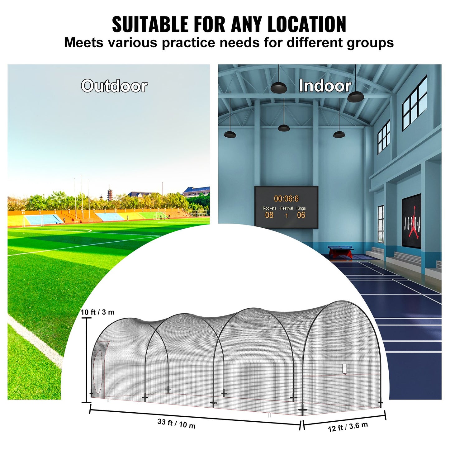 Baseball Batting Cage, Softball och Baseball Batting Cage Nät och ram, övningsbärbart burnät med bärväska, Heavy Duty sluten pitching-bur, för backyard slagträning, 33FT