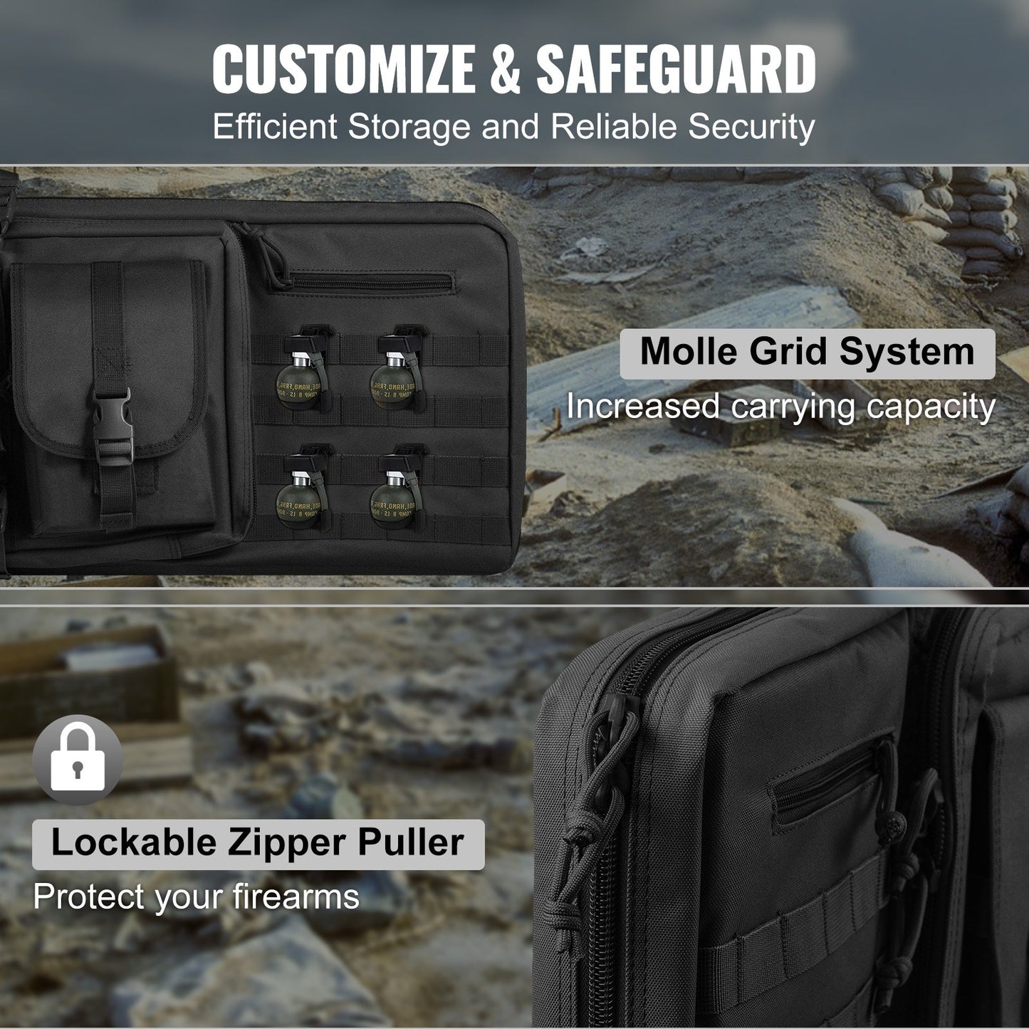 Rifle Bag 36 tum Tactical Double Long Gun Bag för 2 gevär och 2 pistoler