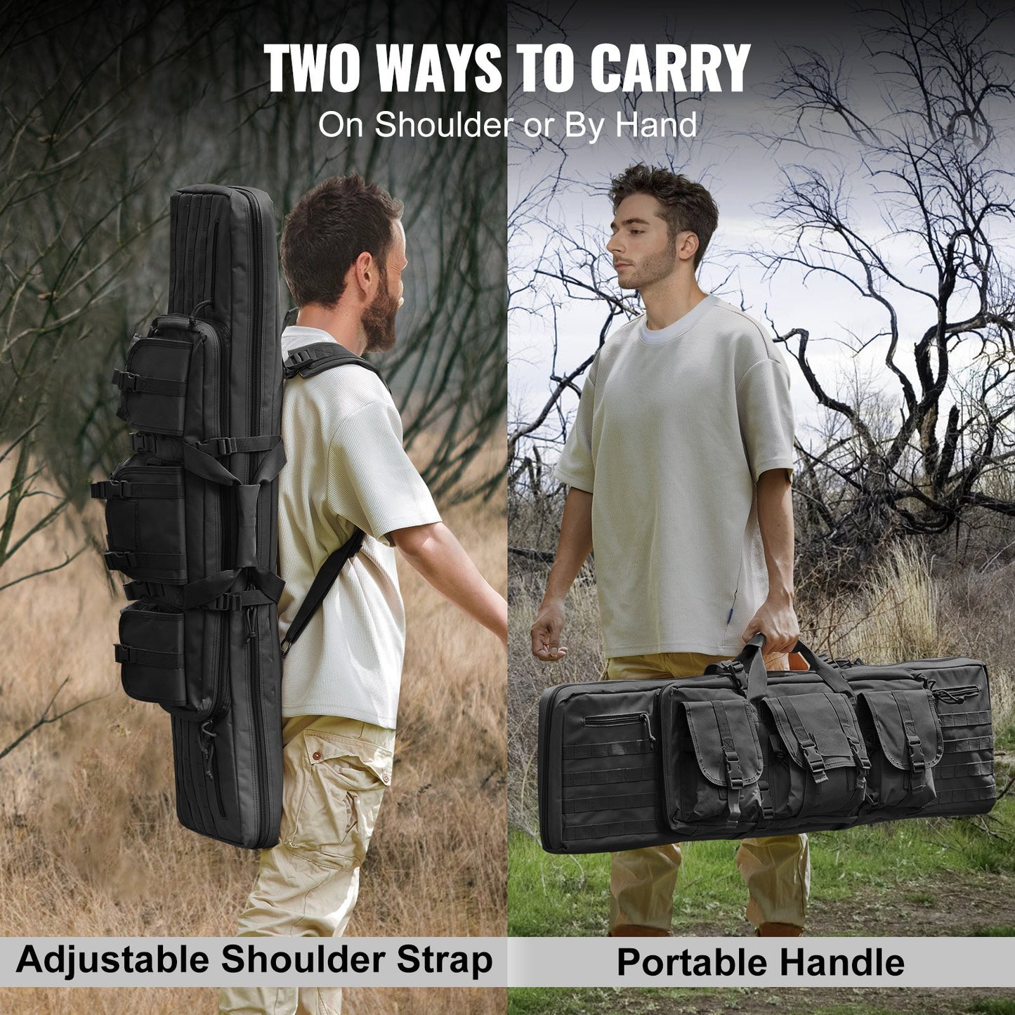 Rifle Bag 36 tum Tactical Double Long Gun Bag för 2 gevär och 2 pistoler