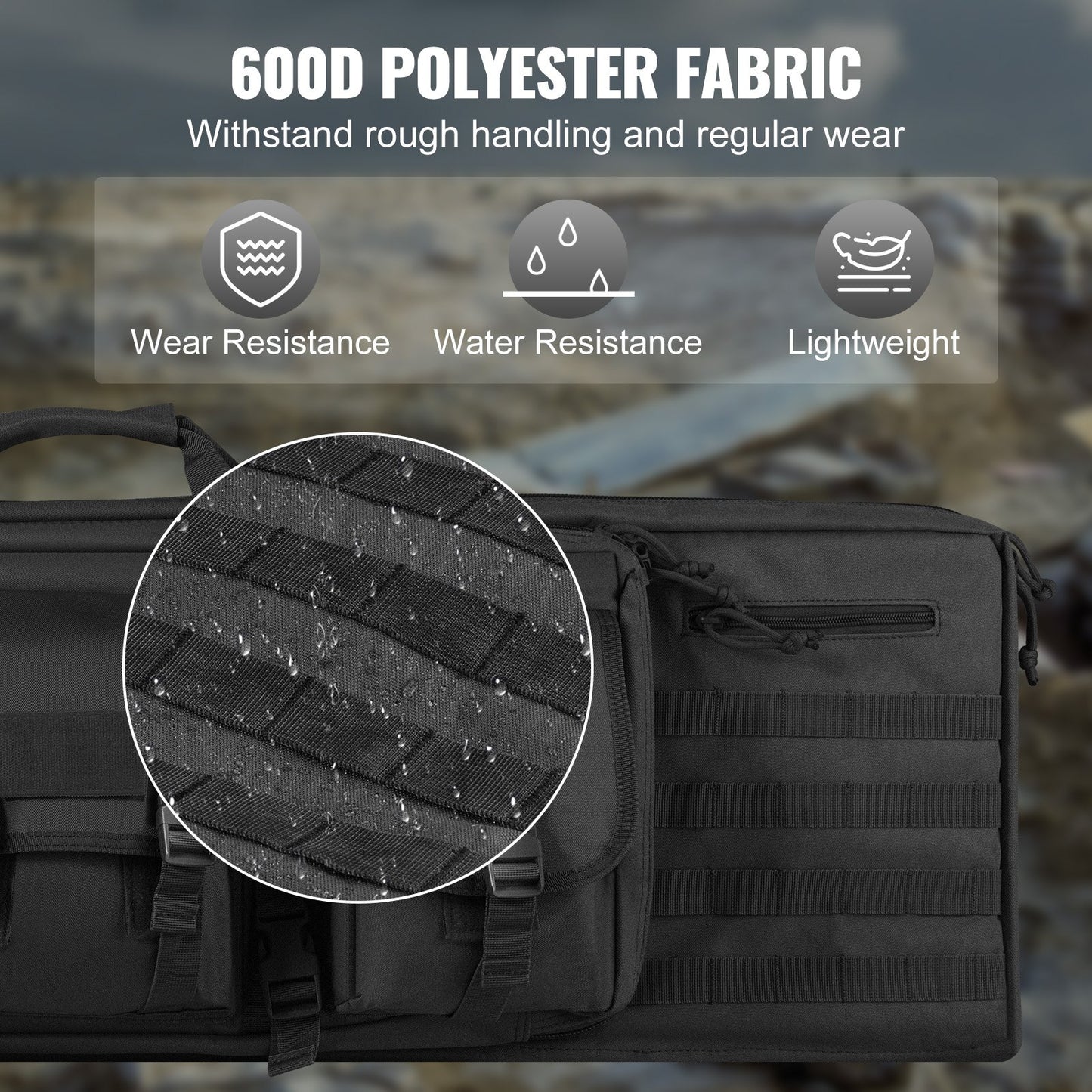 Rifle Bag 36 tum Tactical Double Long Gun Bag för 2 gevär och 2 pistoler
