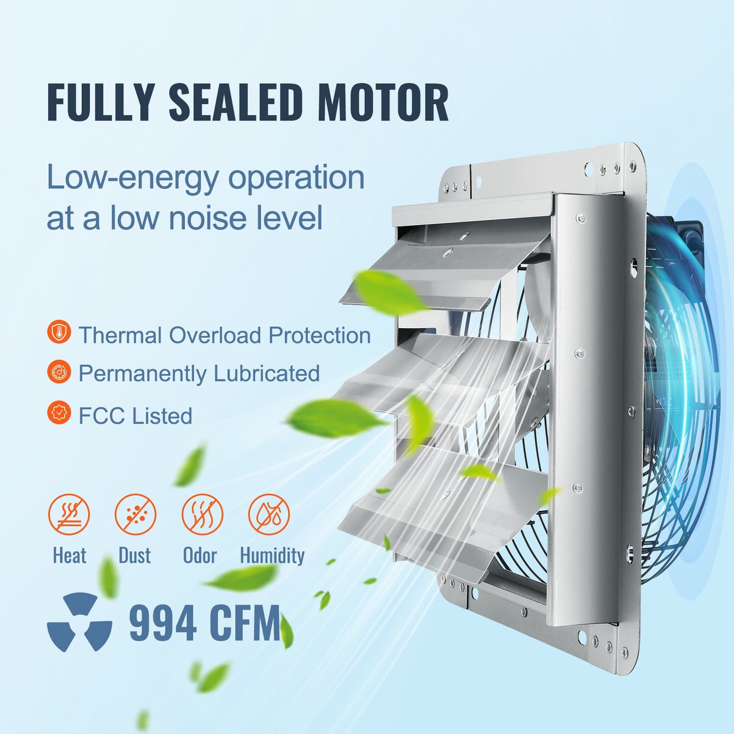 Shutter Exhaust Fan Shop Exhaust Fan 356 mm Wall Mounted 994 CFM AC Motor