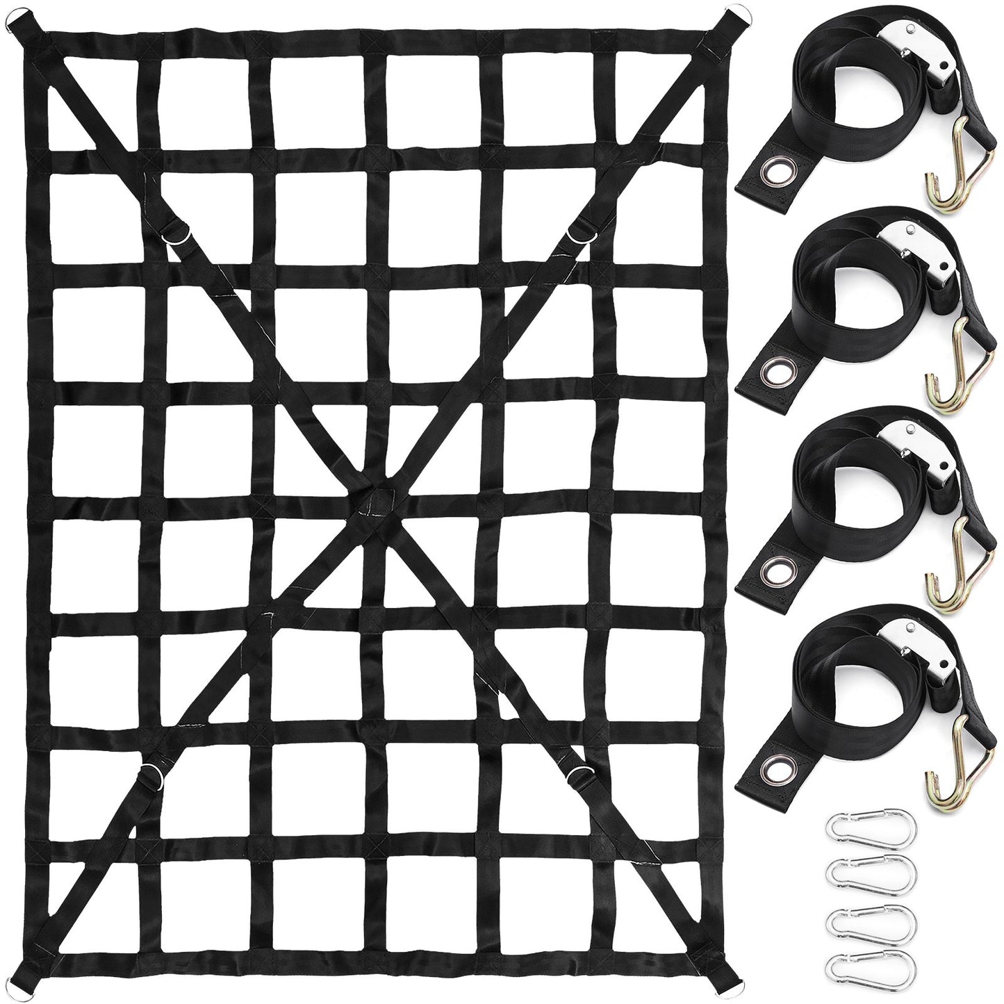 Truck Bed Cargo Net - Cross Strap Förstärkt Truck Cargo Net med D-Rings krok