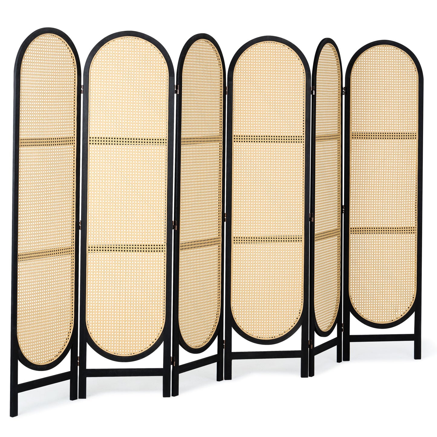 6 Panel Rumsavdelare Handvävd rotting Vikbara Sekretessskärmar Brun