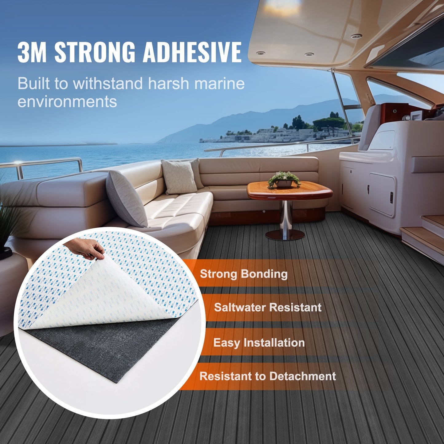 Boat Flooring, EVA Foam Boat Decking 94,5" x 23,6", halkfria självhäftande golv, 15,5 sq.ft marinmatta för båtar, yacht, ponton, kajaktäck