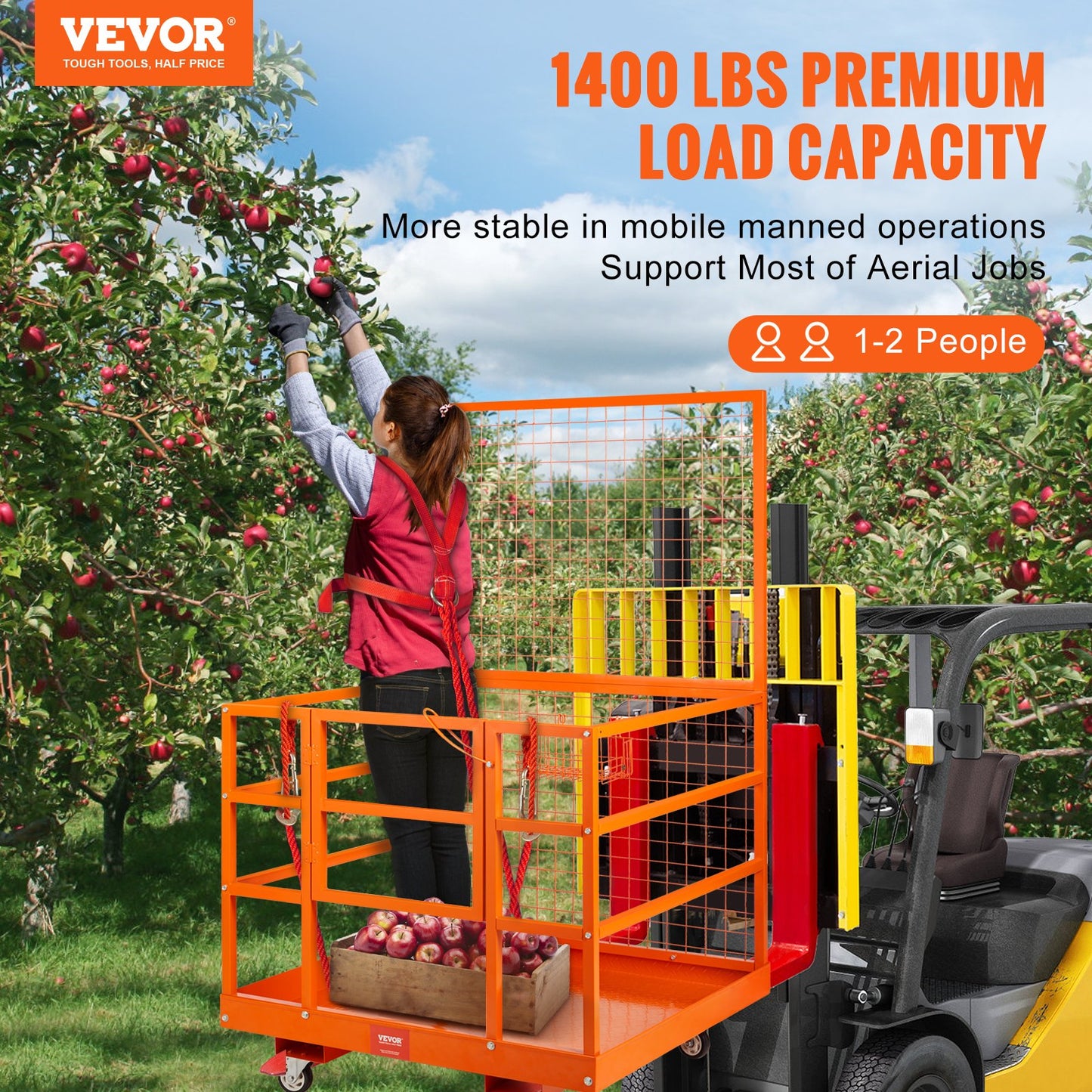 Sicherheitskäfig für Gabelstapler, Arbeitsplattform, 109,2 x 114,3 cm, 636,5 kg, mit Rädern für Luftfracht
