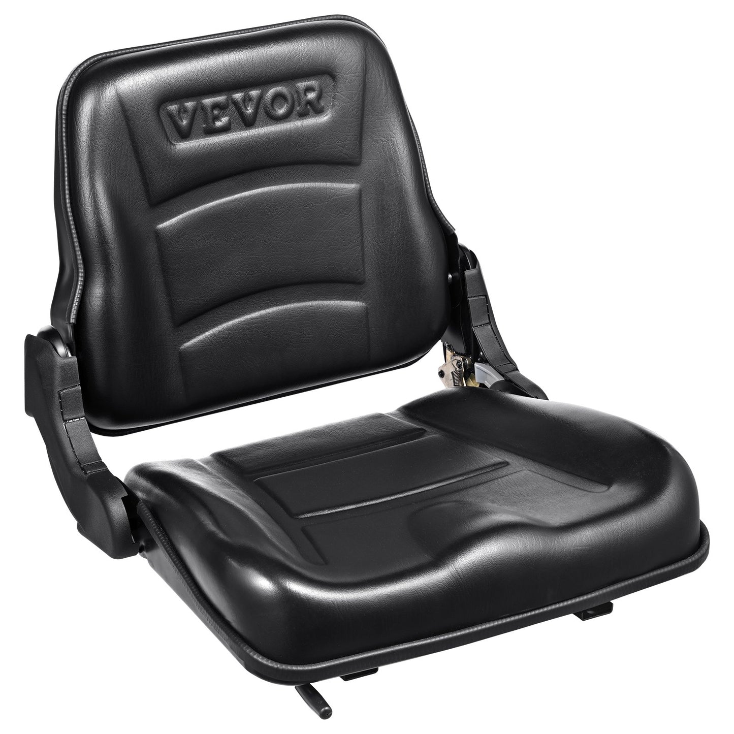 Universal Forklift Seat, Fold Down Tractor Seat with Adjustable Back Angle and Micro Switch, 6.3-13.4 Inch Extended Track Comfortable Forklift Seat for Tractor Loader Excavator