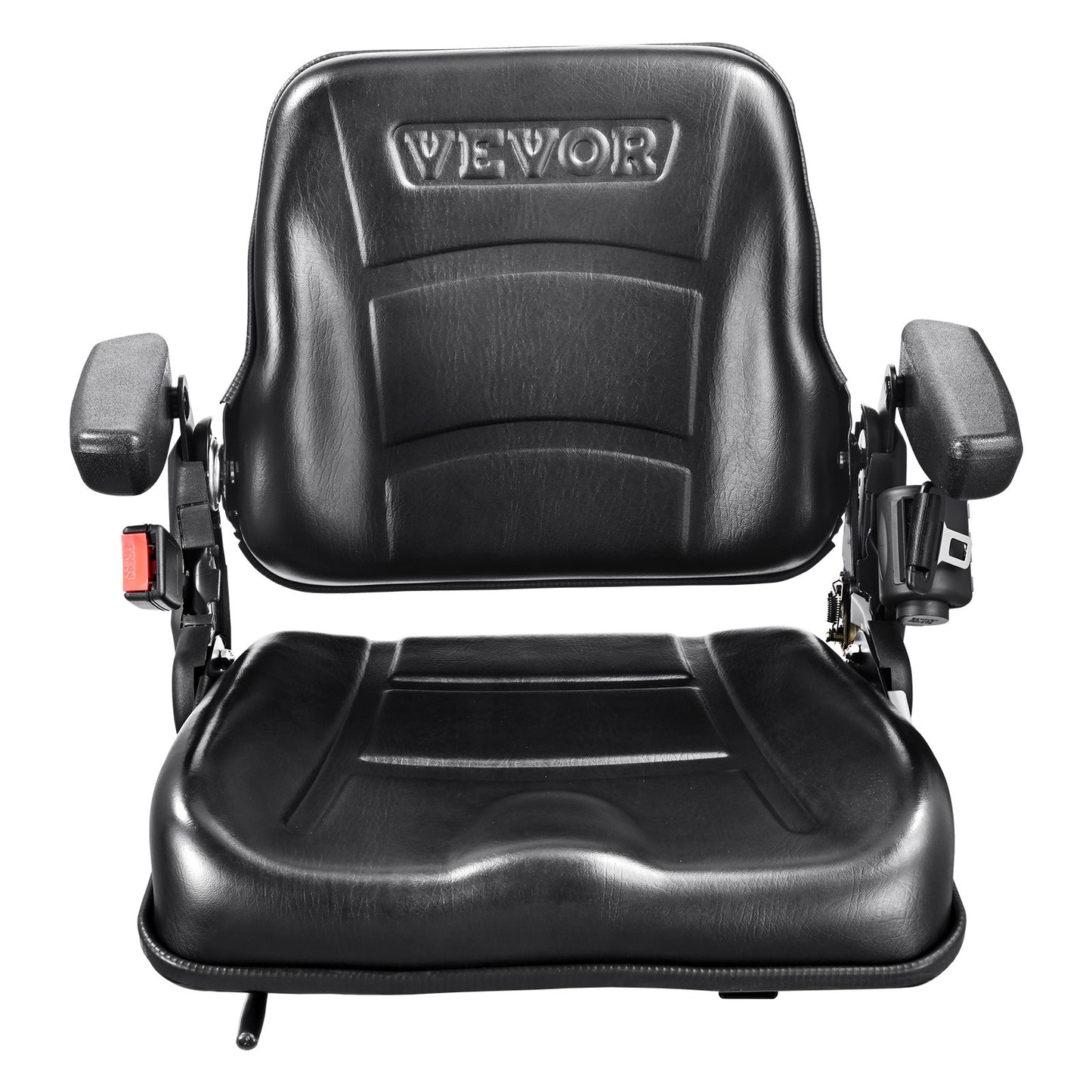 Universal-Gabelstaplersitz, Klappbarer Traktorsitz mit verstellbarem Rückenwinkel, Mikroschalter, Sicherheitsgurt und Armlehne, 6,3-13,4 Zoll Kettentraktorsitz für Baggerlader