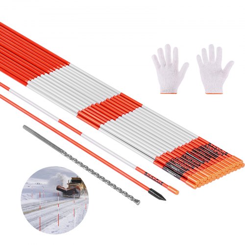 200 pcs. reflective driveway markers 1/4" diameter 48 inch snow pegs reflectors