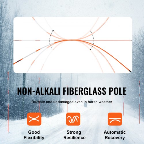 Driveway Markers, 100PCS 48 Inch, 0.31 Inch Diameter, Orange Fiberglass Poles Snow Pegs with Reflective Tape, 12" Steel Drill Bit and Protective Gloves for Parking Lots, Walkways Easy Visibility | EU