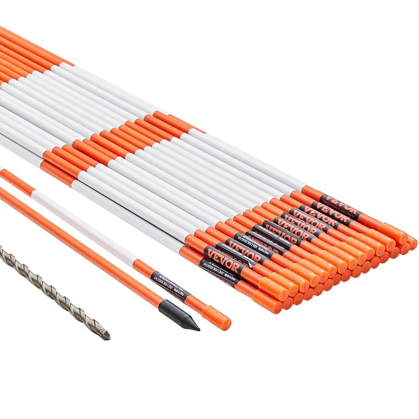 Uppfartsmarkörer, 30 st 48 tum, 0,31 tum diameter, orange glasfiberstolpar snöstakar med reflekterande tejp, 12" stålborr och skyddshandskar för parkeringsplatser, gångbanor Enkel synlighet
