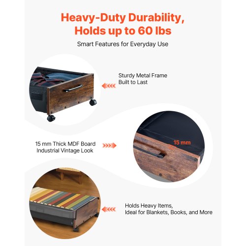 Underbed storage with wheels 25.6x18.1x7.1 in rolling storage bags, 2-pack
