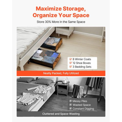 Underbed storage with wheels 25.6x18.1x7.1 in rolling storage bags, 2-pack