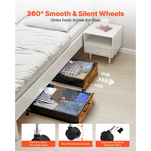 Underbed storage with wheels 25.6x18.1x7.1 in rolling storage bags, 2-pack