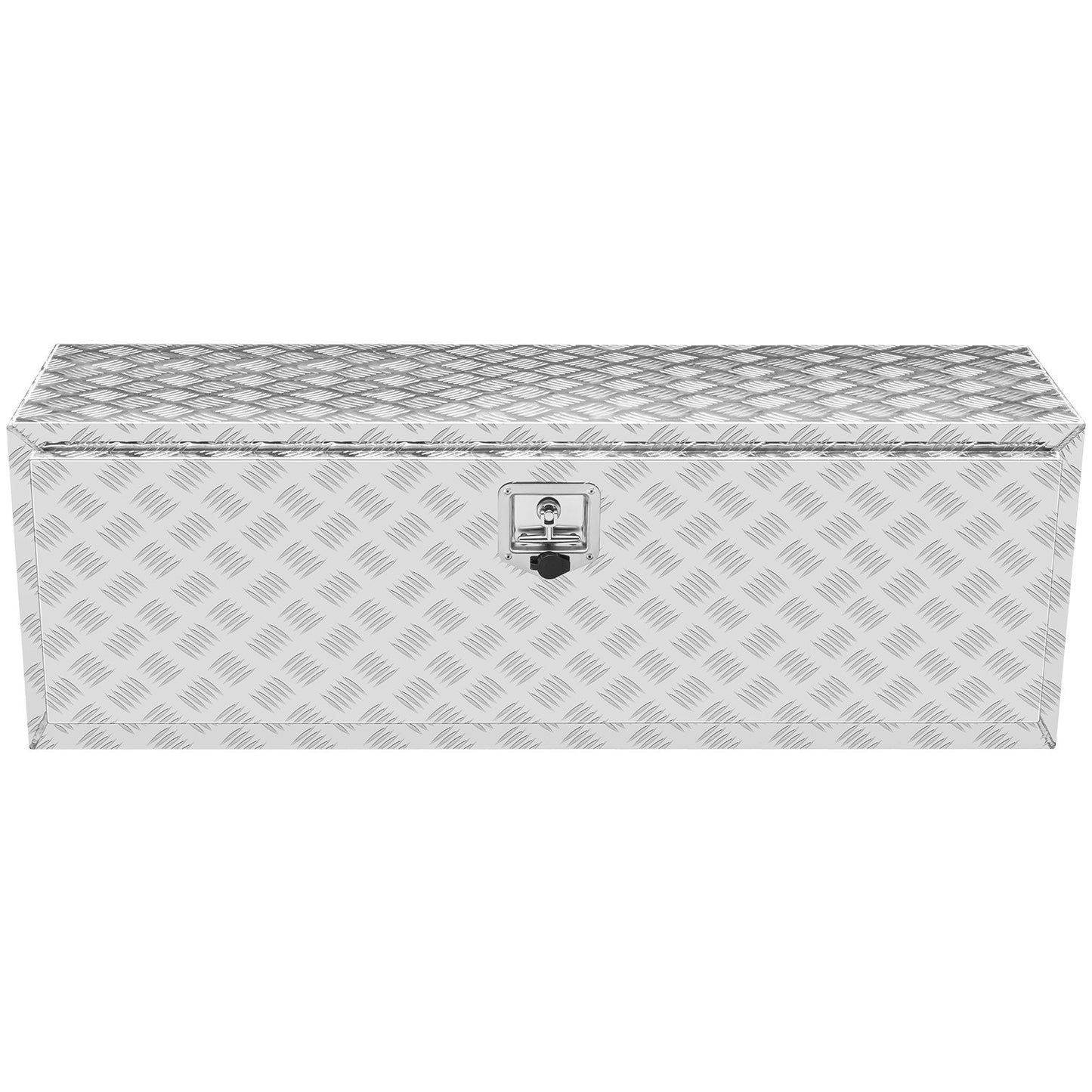 Underredet lastbilslåda, 48"×24"×24" pickupförvaringslåda, kraftig aluminium diamantplatta verktygslåda med lås och nycklar, vattentät släpvagnsförvaringslåda med T-handtagsspärr för lastbil, skåpbil, släp