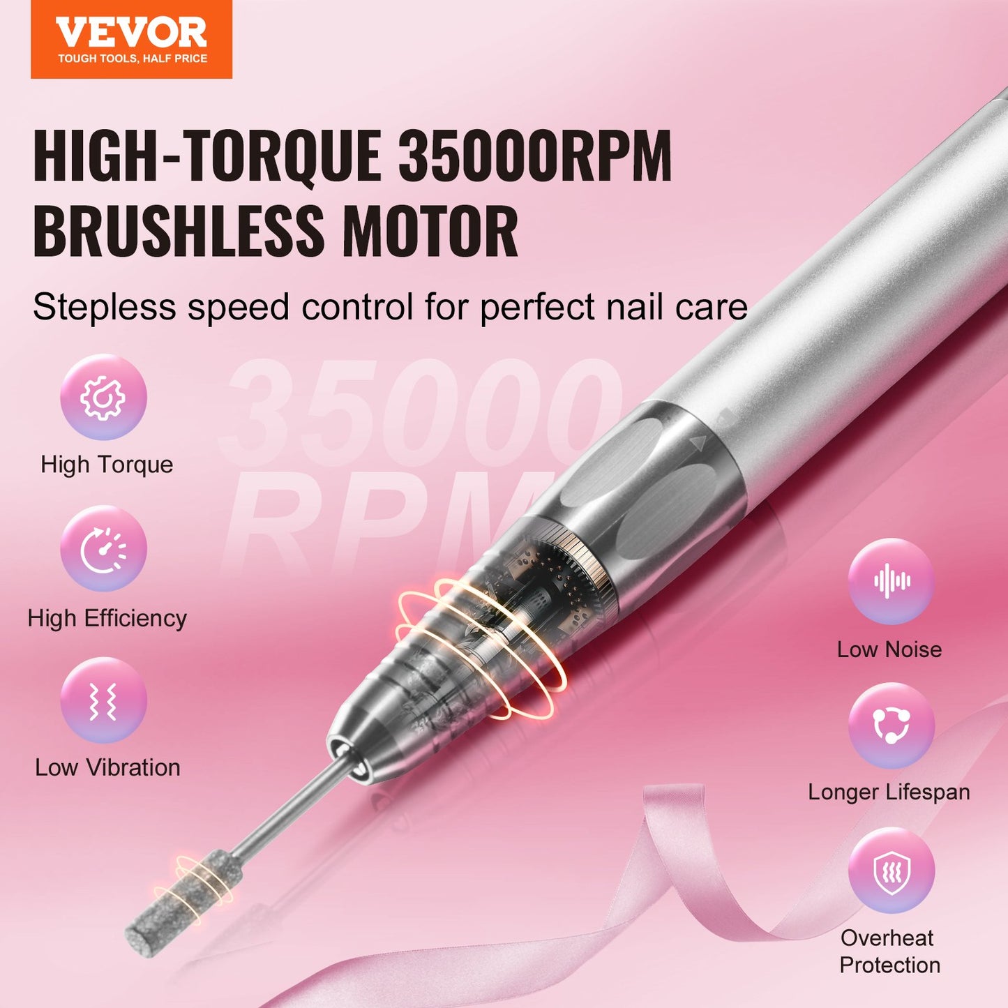 Elektrisk sladdlös nagelborrmaskin för nagel-e-filmaskin 35000RRM borstlös motor