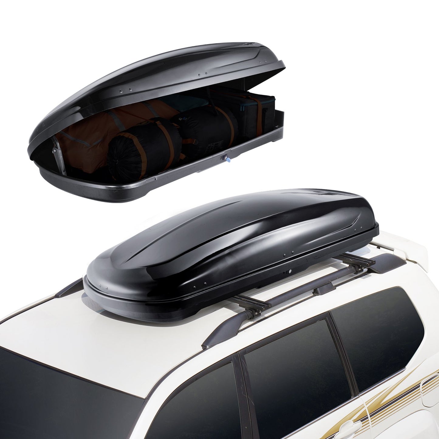 Dachgepäckträger 8 Kubikfuß Gepäckaufbewahrungsbox ABS für SUVs Autos