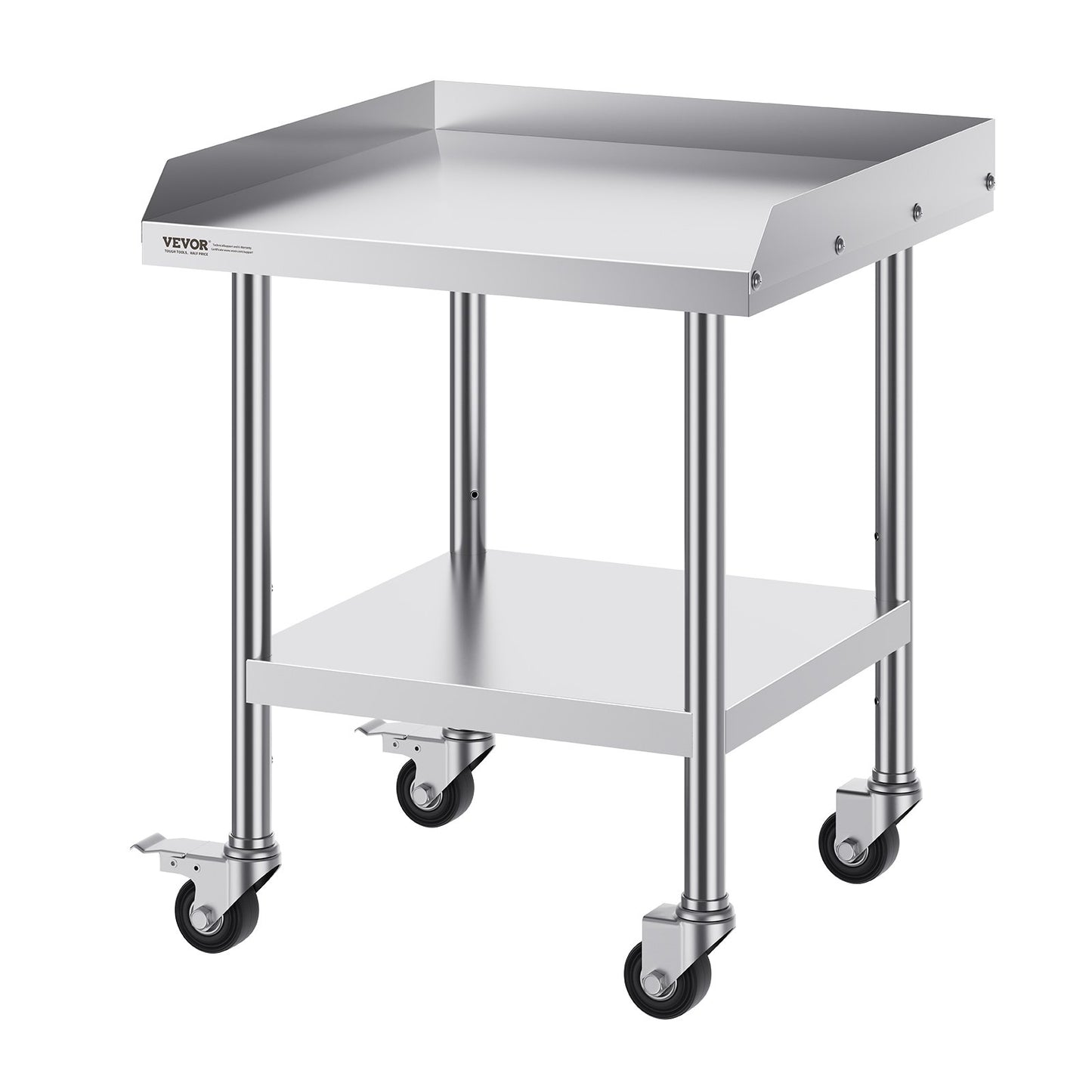 Stainless Steel Work Table 24"x24" Commercial Dining Table with 4 Wheels