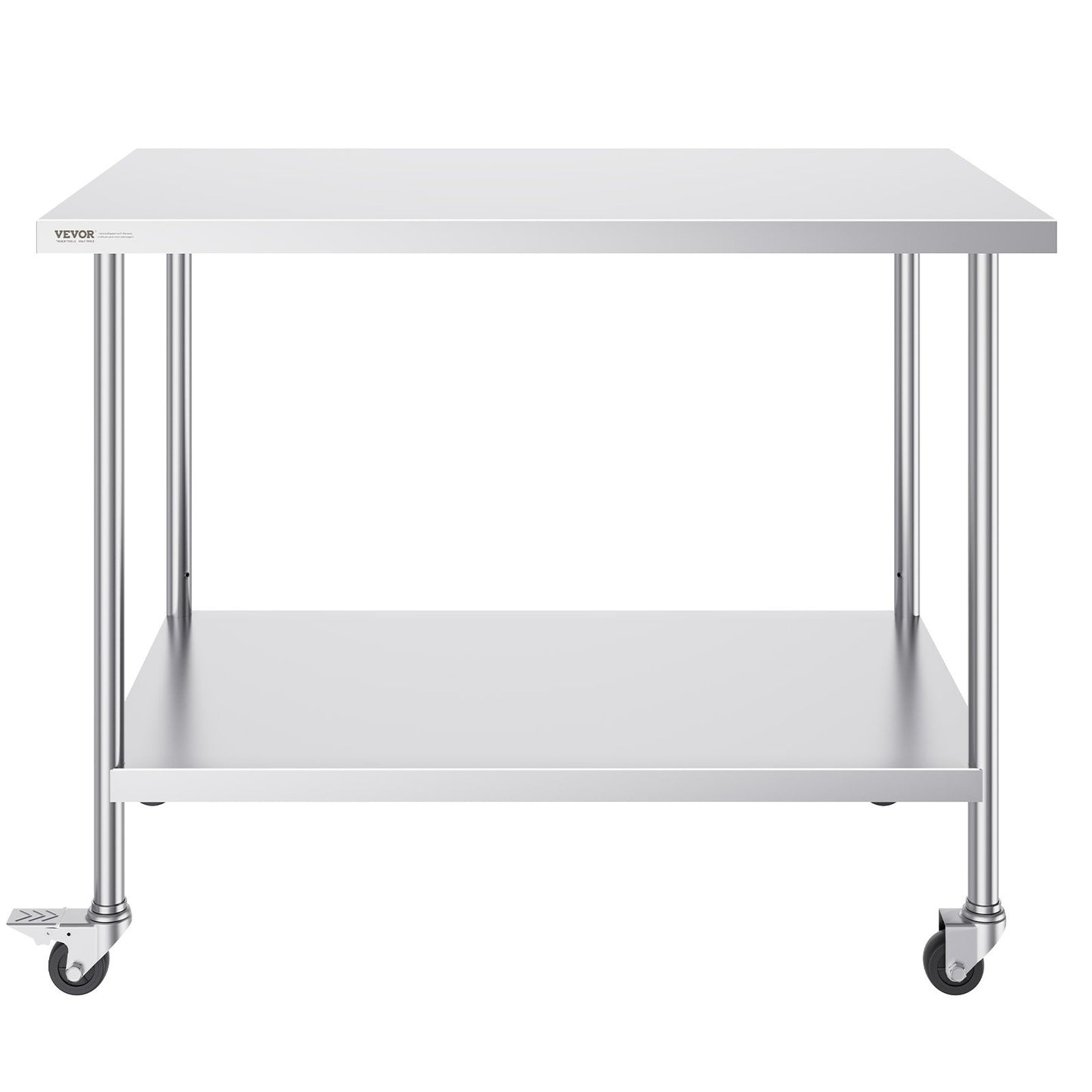 Edelstahl-Arbeitstisch, kommerzieller Vorbereitungstisch, 76,2 x 152,4 cm, mit 4 Rädern