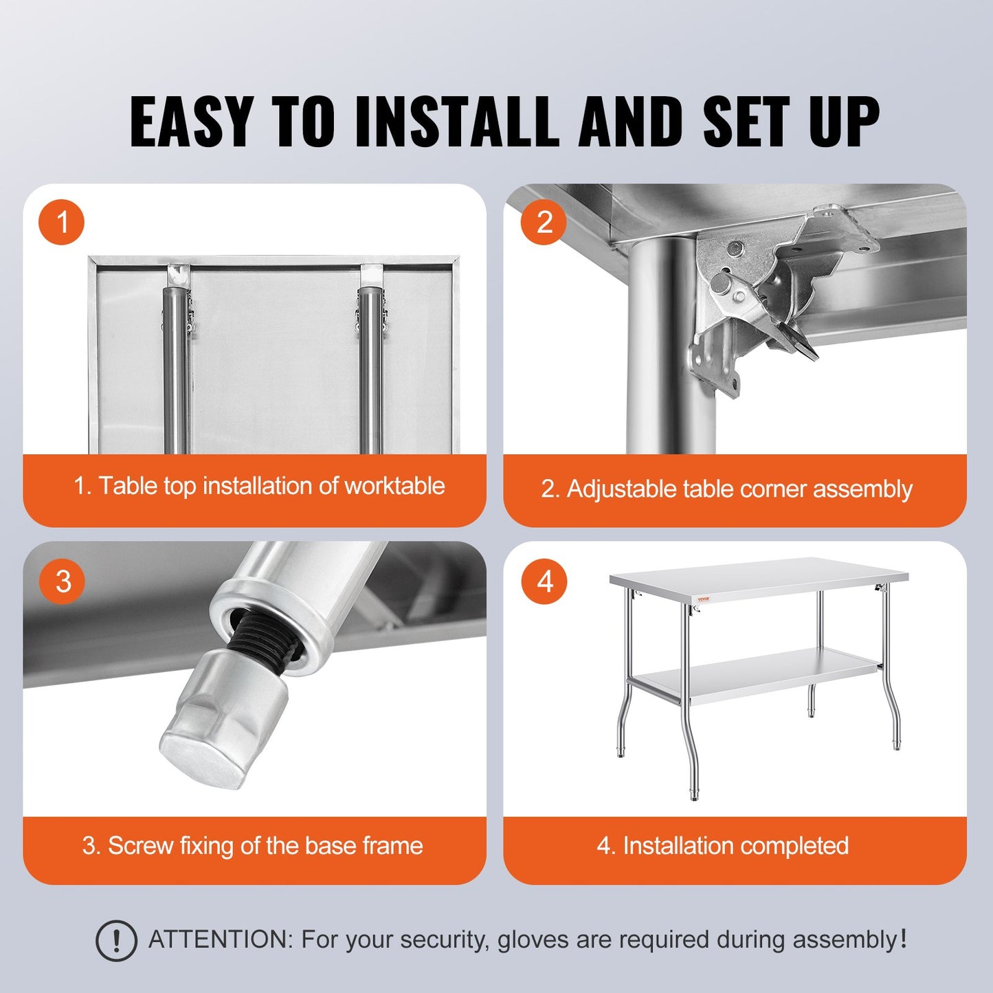 Commercial Work Table Workstation 48x30 Inch Foldable Commercial Prep Table, Double Shelf Stainless Steel Folding Table, Kitchen Work Table with 772 lbs Load Silver Stainless Steel Kitchen Island