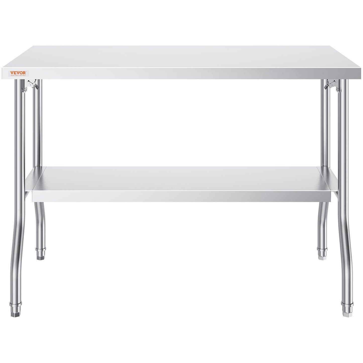 Kommerzieller Arbeitstisch, Arbeitsstation, 48 x 24 Zoll, klappbarer kommerzieller Vorbereitungstisch, robuster, klappbarer Edelstahl mit 772 lbs Tragkraft, Küchenarbeitstisch, silberne Kücheninsel aus Edelstahl