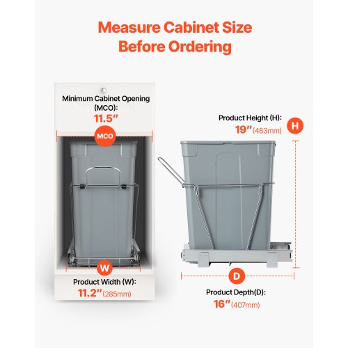 Pull-out trash can under the cabinet Kitchen trash can Wastebasket