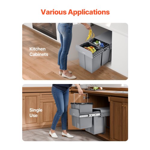 Double 20Lx2 Pull Out Waste Bin Under Cabinet Kitchen Waste Bin | EU