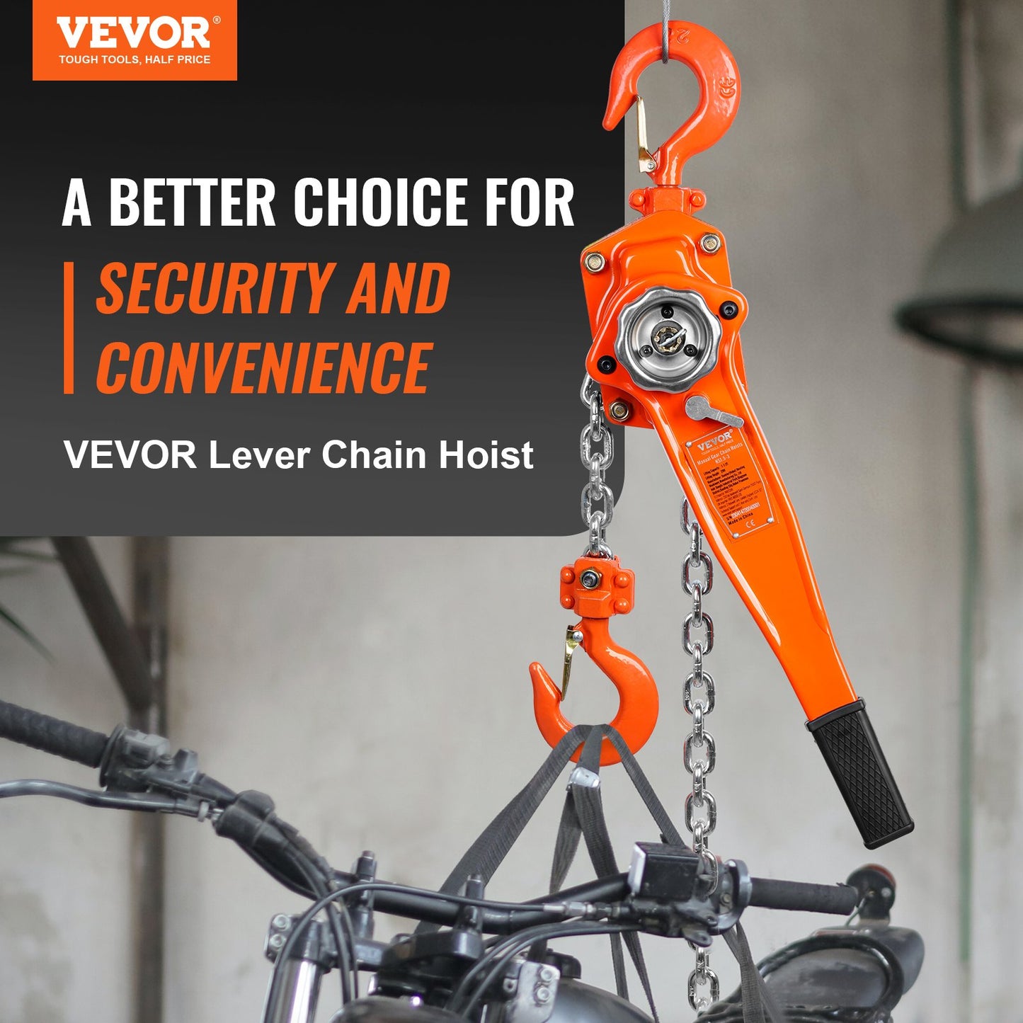 Manual Chain Hoist, 1-1/2 Ton 3300 lbs Capacity 20 FT Come Along, G80 Galvanized Carbon Steel with Weston Double-Lock Brake, Automatic Chain Guide and 360° Rotating Hook, for Garage Factory Dock