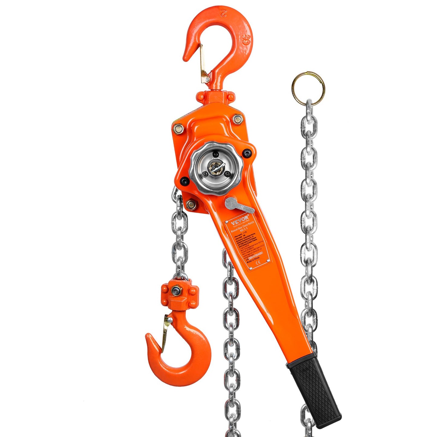 Manual Chain Hoist, 1-1/2 Ton 3300 lbs Capacity 20 FT Come Along, G80 Galvanized Carbon Steel with Weston Double-Lock Brake, Automatic Chain Guide and 360° Rotating Hook, for Garage Factory Dock