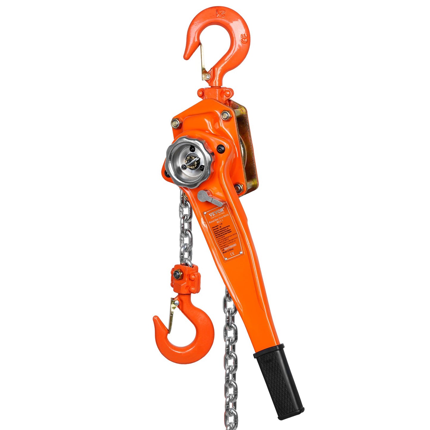 Manual Chain Hoist, 1-1/2 Ton 3300 lbs Capacity 20 FT Come Along, G80 Galvanized Carbon Steel with Weston Double-Lock Brake, Automatic Chain Guide and 360° Rotating Hook, for Garage Factory Dock