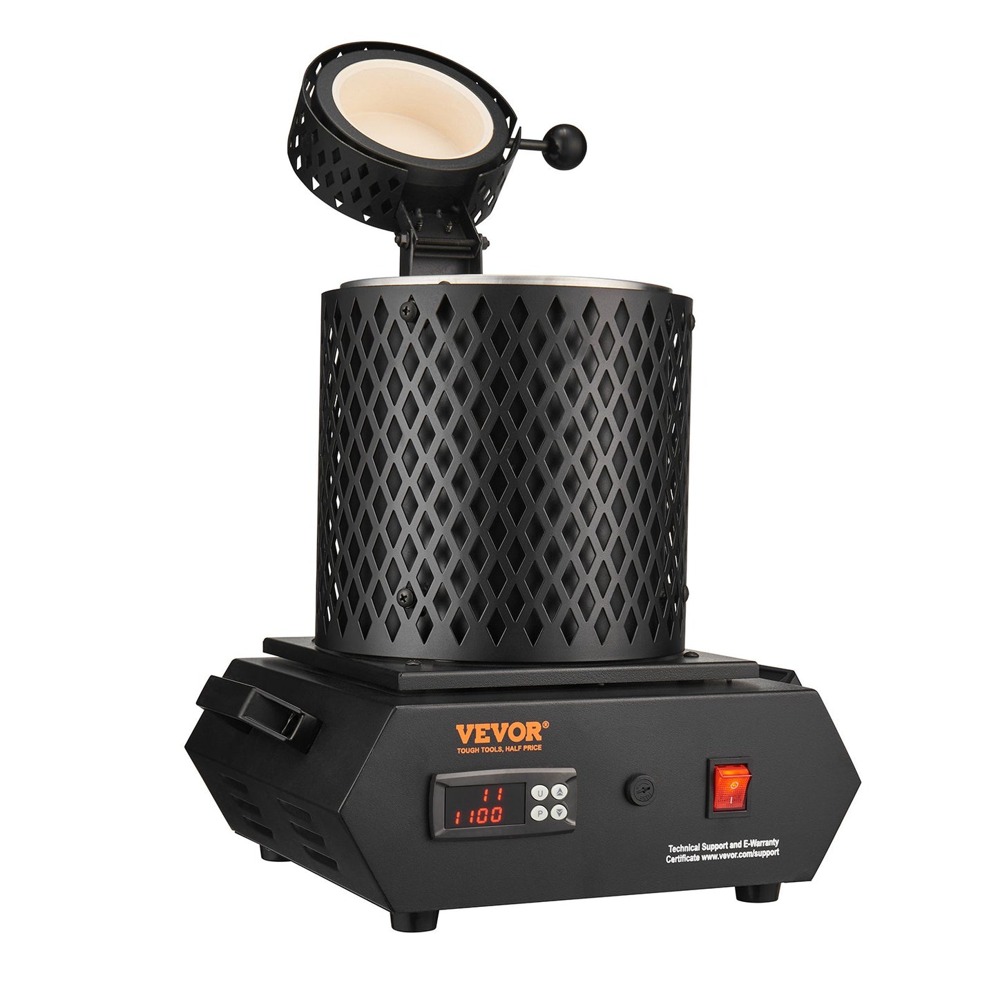 Guldsmältugn, 1350W elektrisk digital smältugn, 2102℉/1150℃ elektrisk smältugn med 1 kg och 3 kg grafitdeglar för smältning av guld, silver, koppar, aluminium