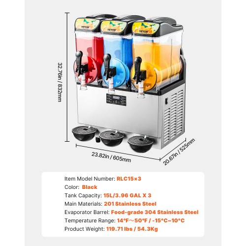 Kommersiell Slushmaskin 15Lx3 Tank Margarita Smoothie Frysdryckesmaskin | EU