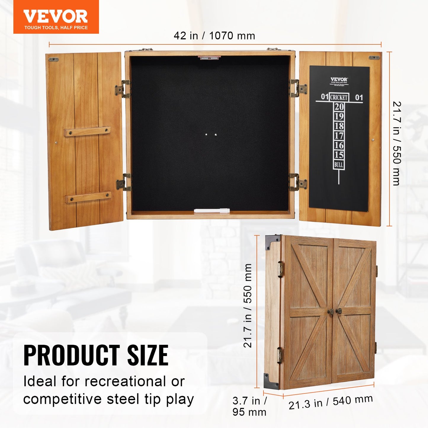 Massivträ Dartboard Cabine Officiell storlek (Darttavla ingår ej)